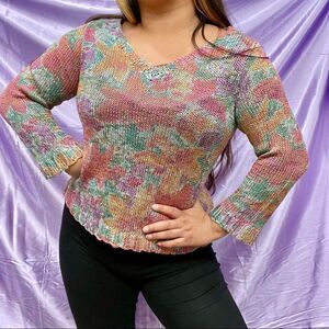 Colorful Floral Knitwear Sweater 